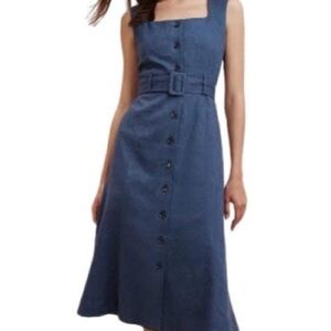Banana Republic Blue Belted Midi Dress